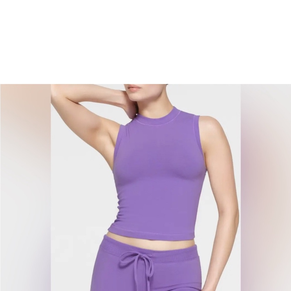 Skims cotton jersey mock neck tank in ultra violet